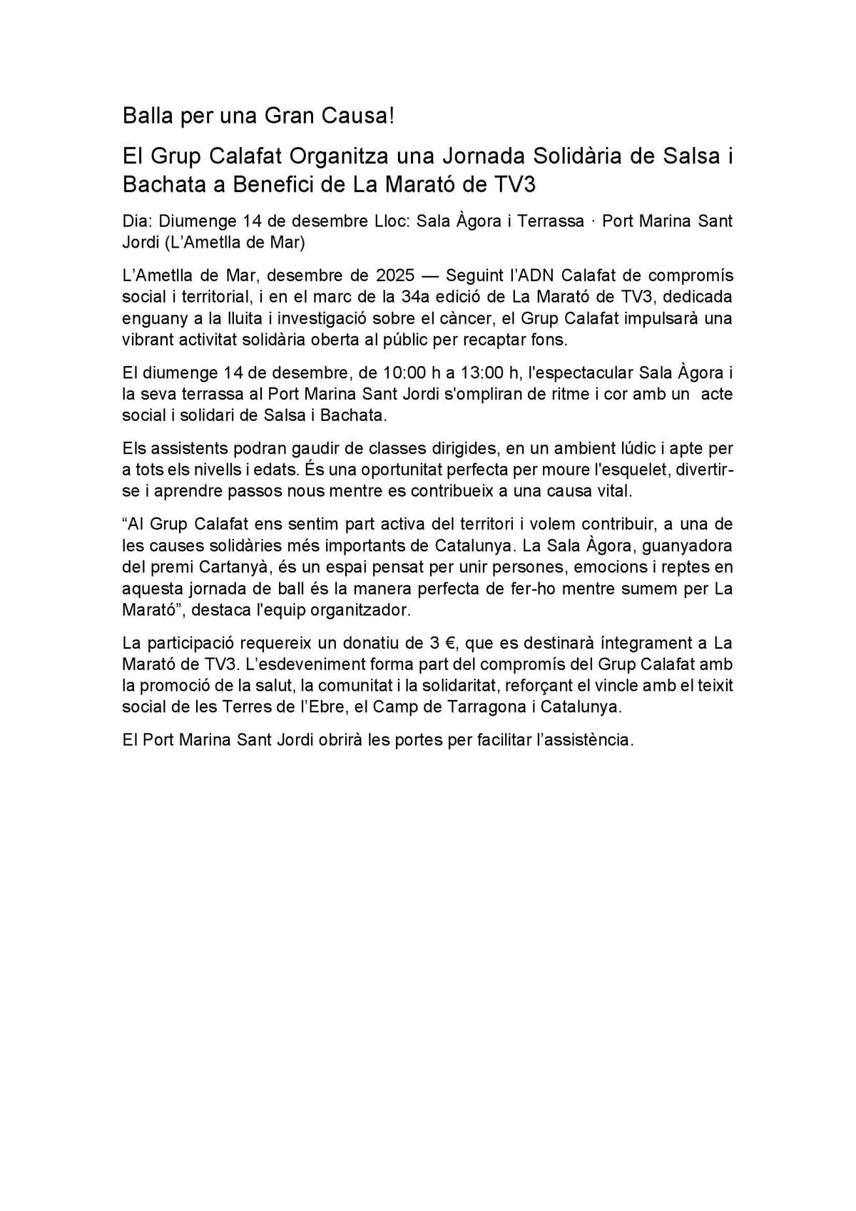 La Marató. Come dance for a good cause.