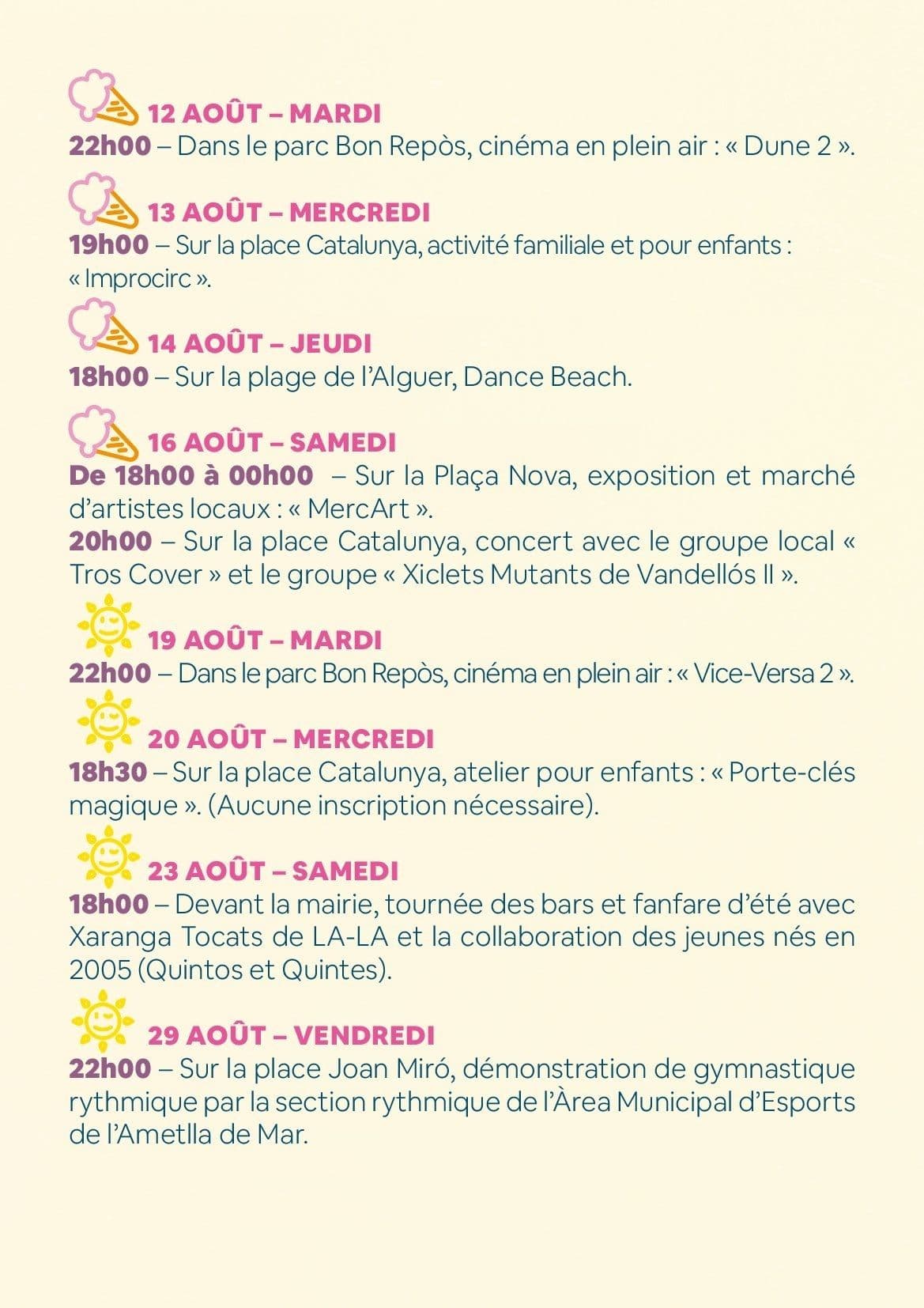 Événements Août 2025