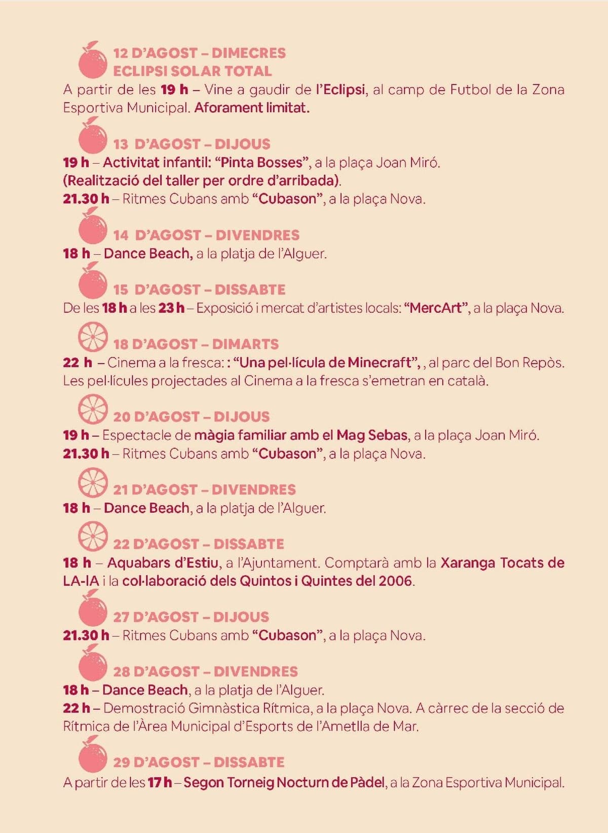 Agenda Agost 2025