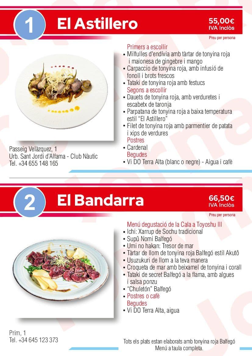 Menús gastronómicos del atún rojo