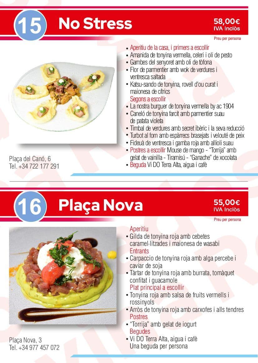 Menús gastronómicos del atún rojo